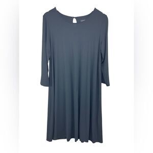 J.Jill Wearever Collection Black Knit Pleat Back 3/4 Sleeve Dress Womens Medium